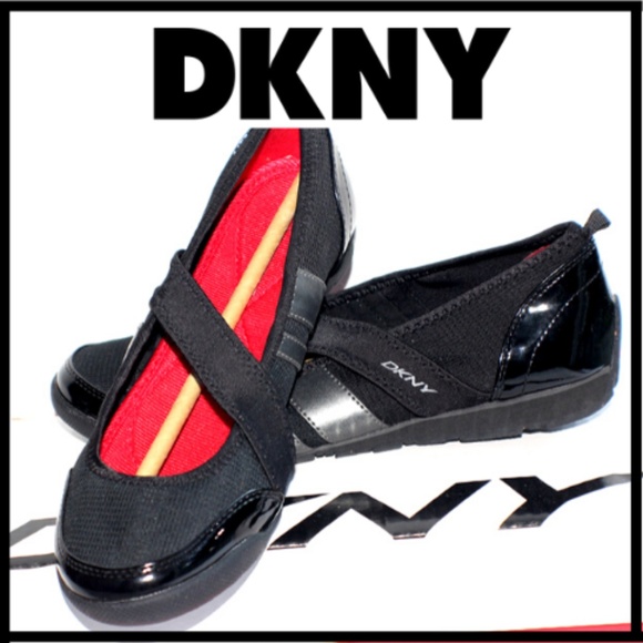 Dkny Shoes - DKNY Fiona Ballet Flats Black & Red LOGO